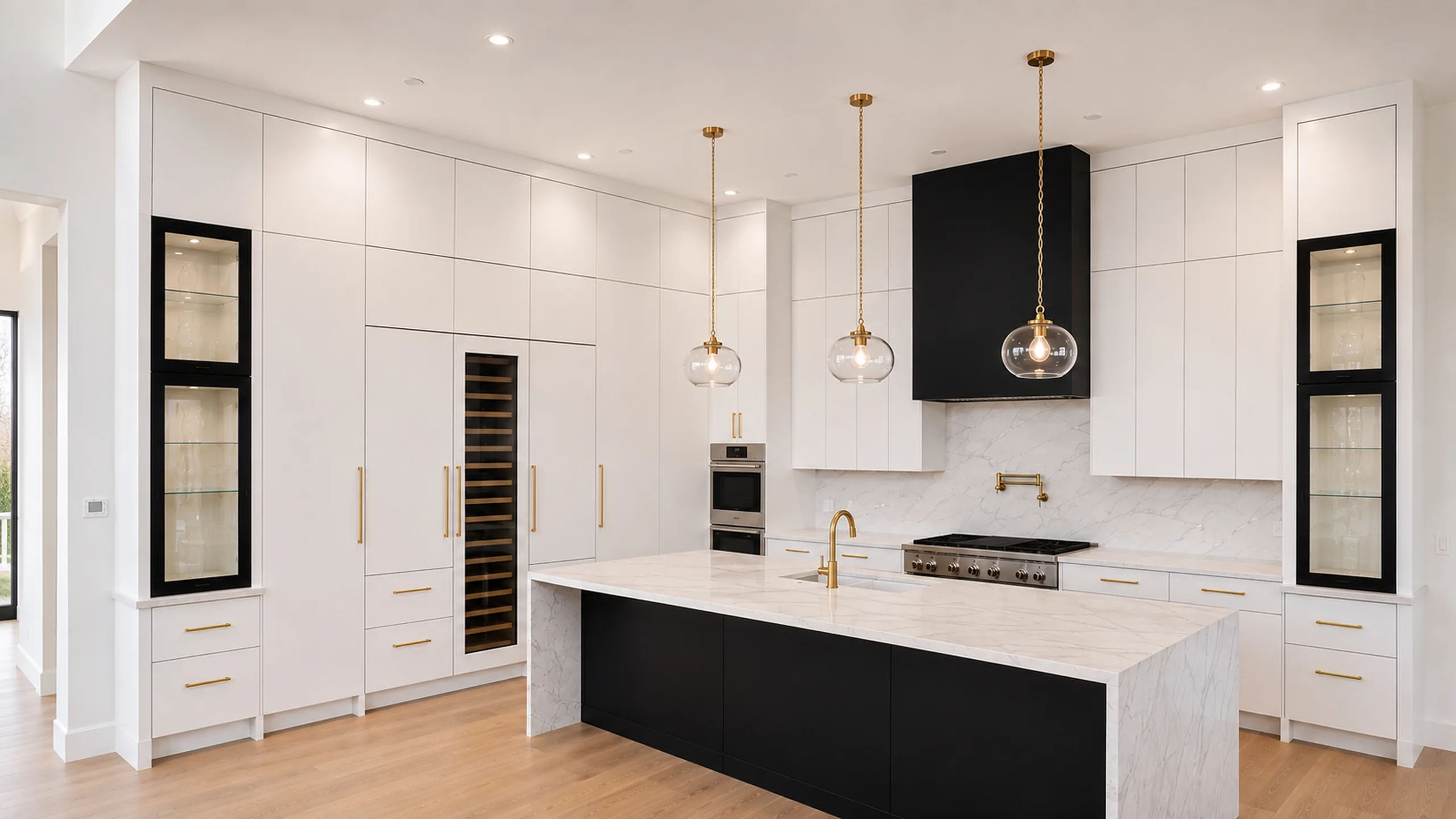 Luxury kitchen illustrating cabinetry, stone, appliances, plumbing, lighting, and other construction allowance categories