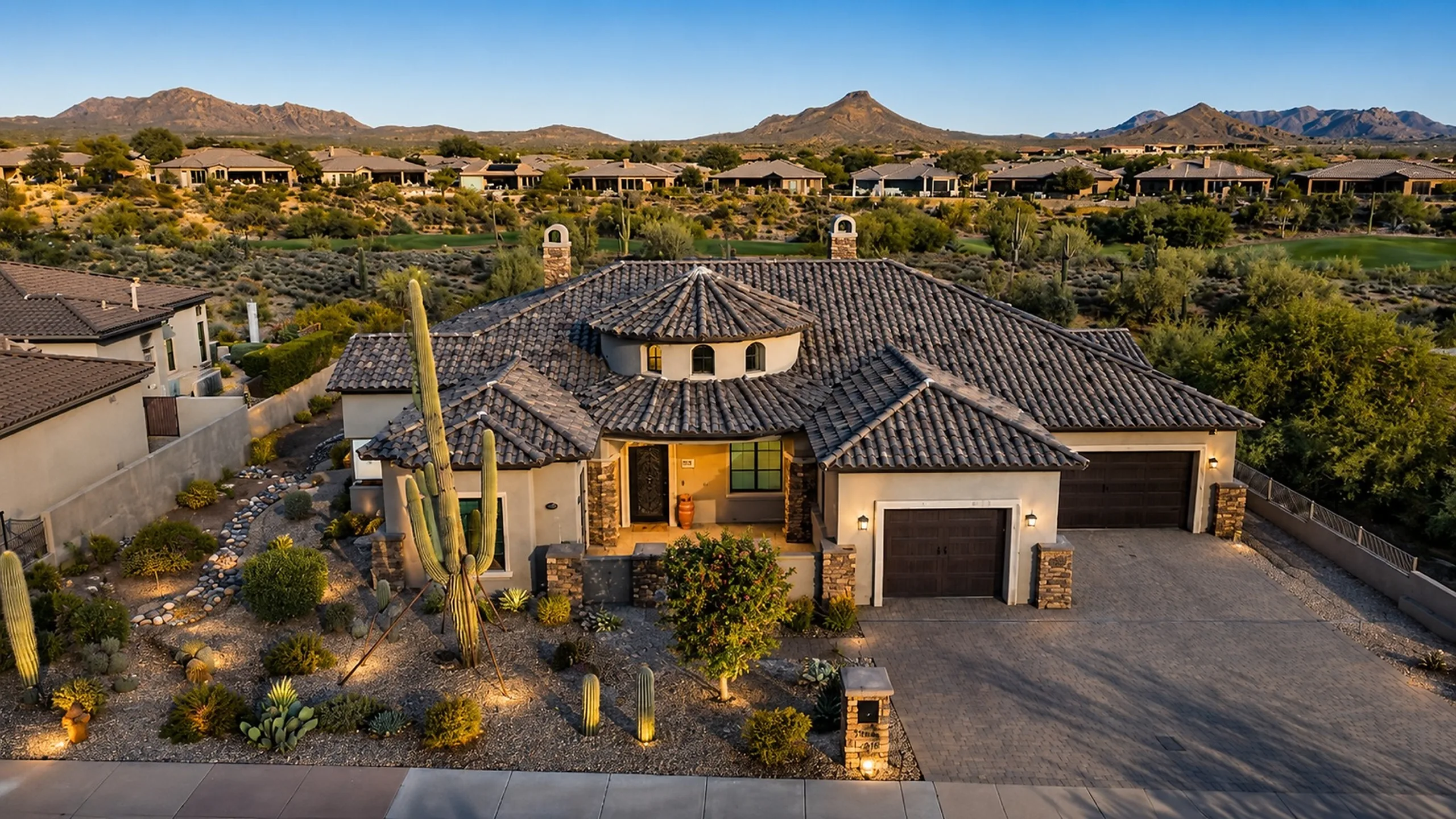 Aerial view of a Scottsdale luxury custom home illustrating custom home construction budgeting
