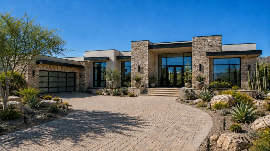 Modern luxury home exterior in Scottsdale Arizona